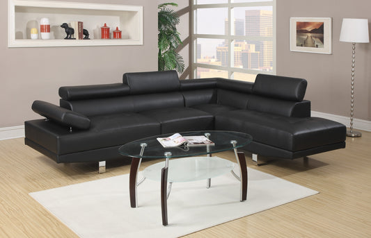 Sectional Living Room Furniture Faux Leather Adjustable Headrest