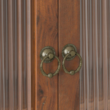 24.8"Glass Door Vintage Double Door Wall Cabinet