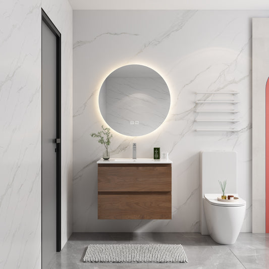 24" Wall-Mounted Bathroom Vanity With Ceramic Sink