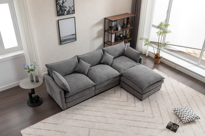 Modular Sectional Sofa,  3-Seater Sofa with Ottoman