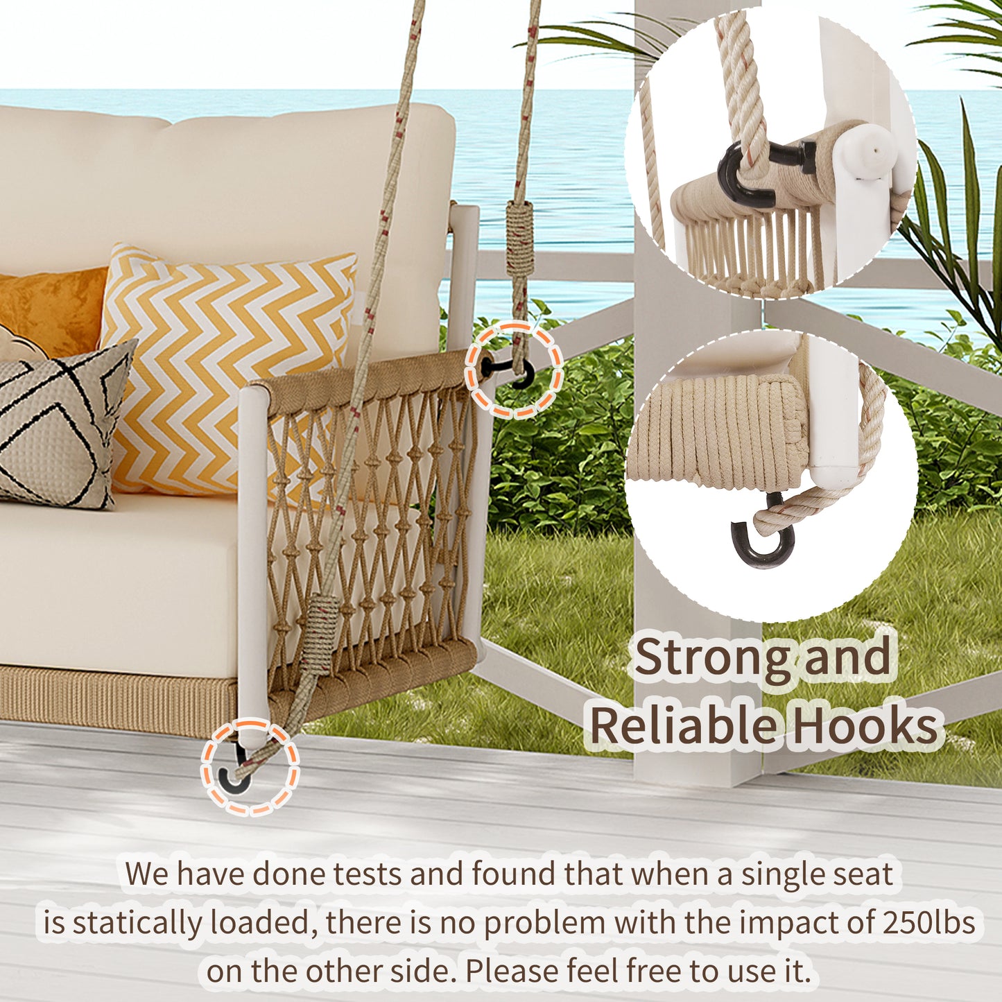1-Piece Woven Rope Outdoor Swing Sofa
