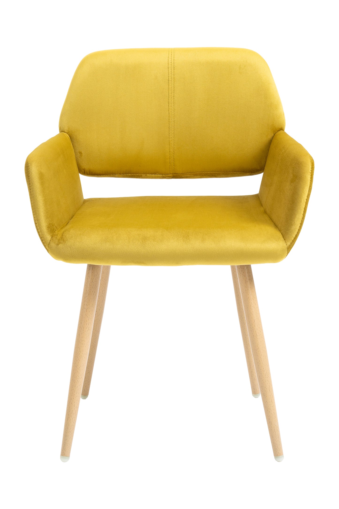 Velet Upholstered Side Dining Chair with Metal Leg(Yellow velet+Beech Wooden Printing Leg) - Ukerr Home