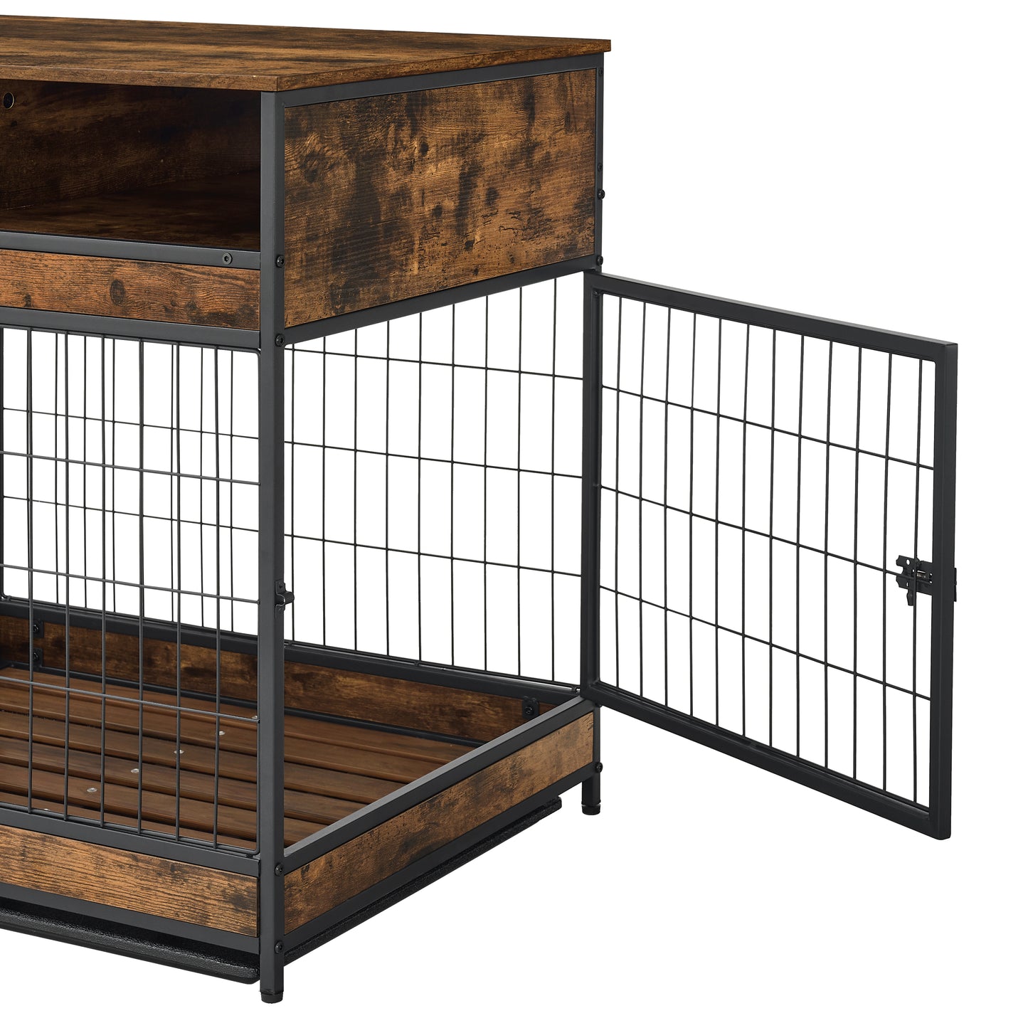 Furniture Dog Cage Crate with Double Doors (Brown) - Ukerr Home