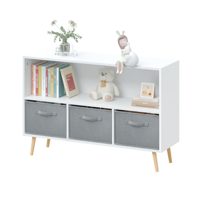 Kids bookcase with collapsible fabric drawers - Ukerr Home