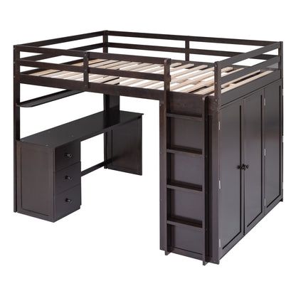 Full size Loft Bed with Drawers,Desk