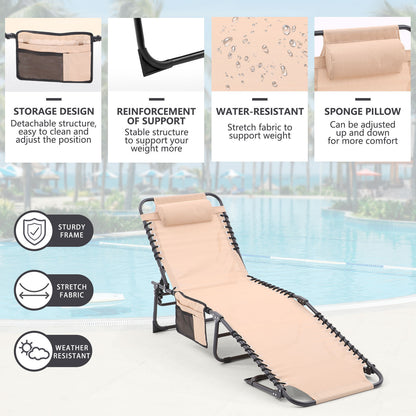 Folding Textilene Waterproof Patio Chaise Lounge Chair