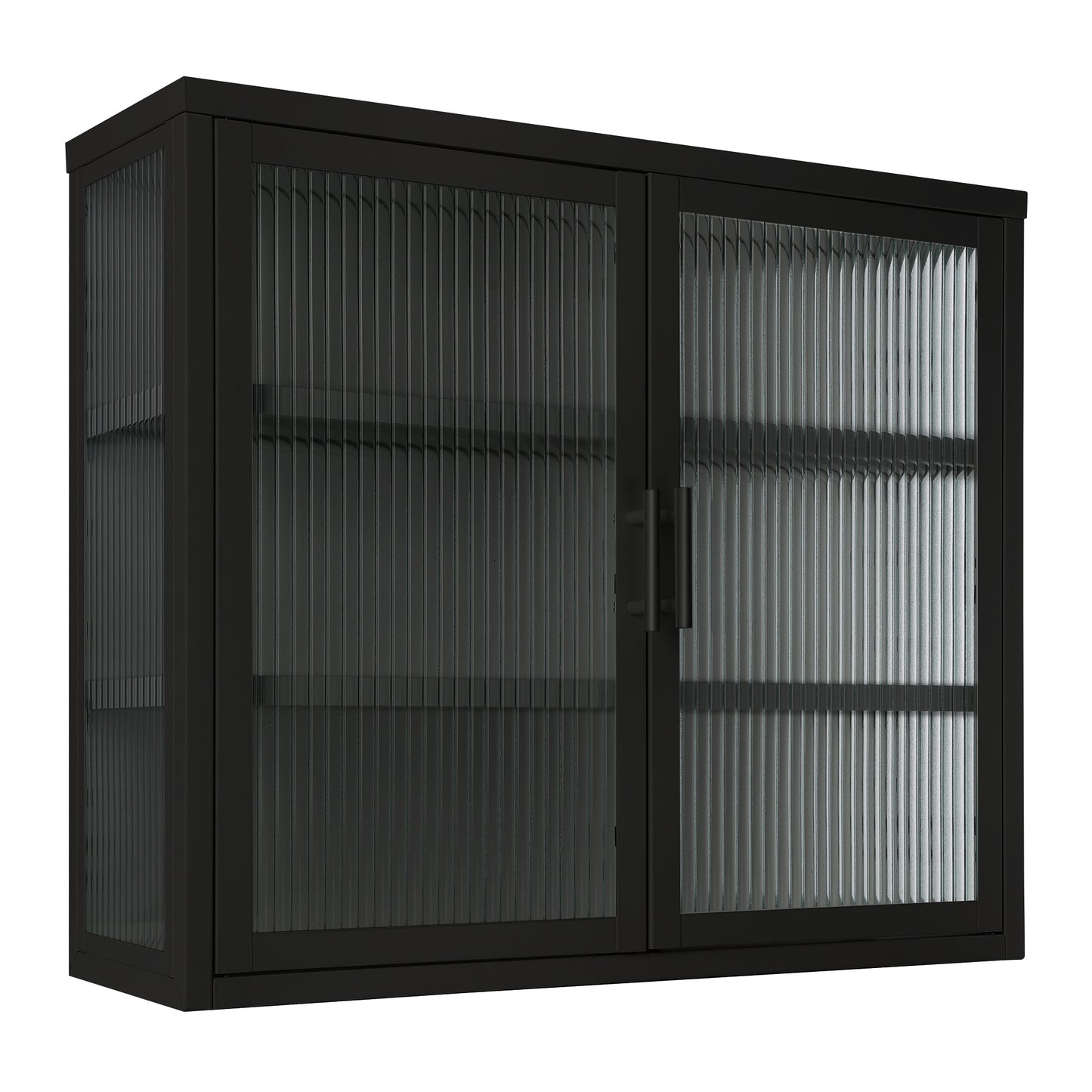 Double Glass Door Wall Cabinet With Detachable Shelves - Ukerr Home