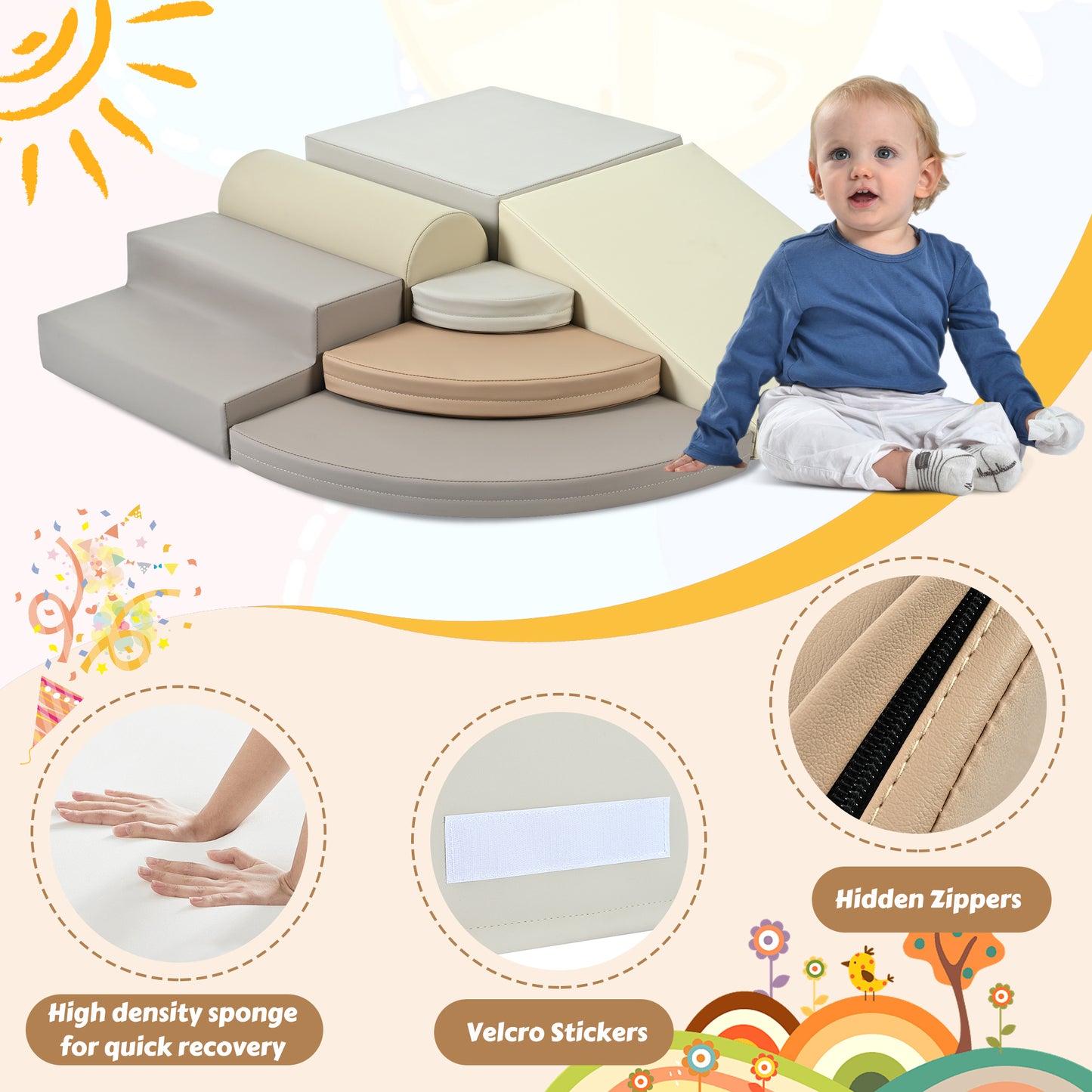7-Piece Soft Foam Climbing Blocks for Toddlers