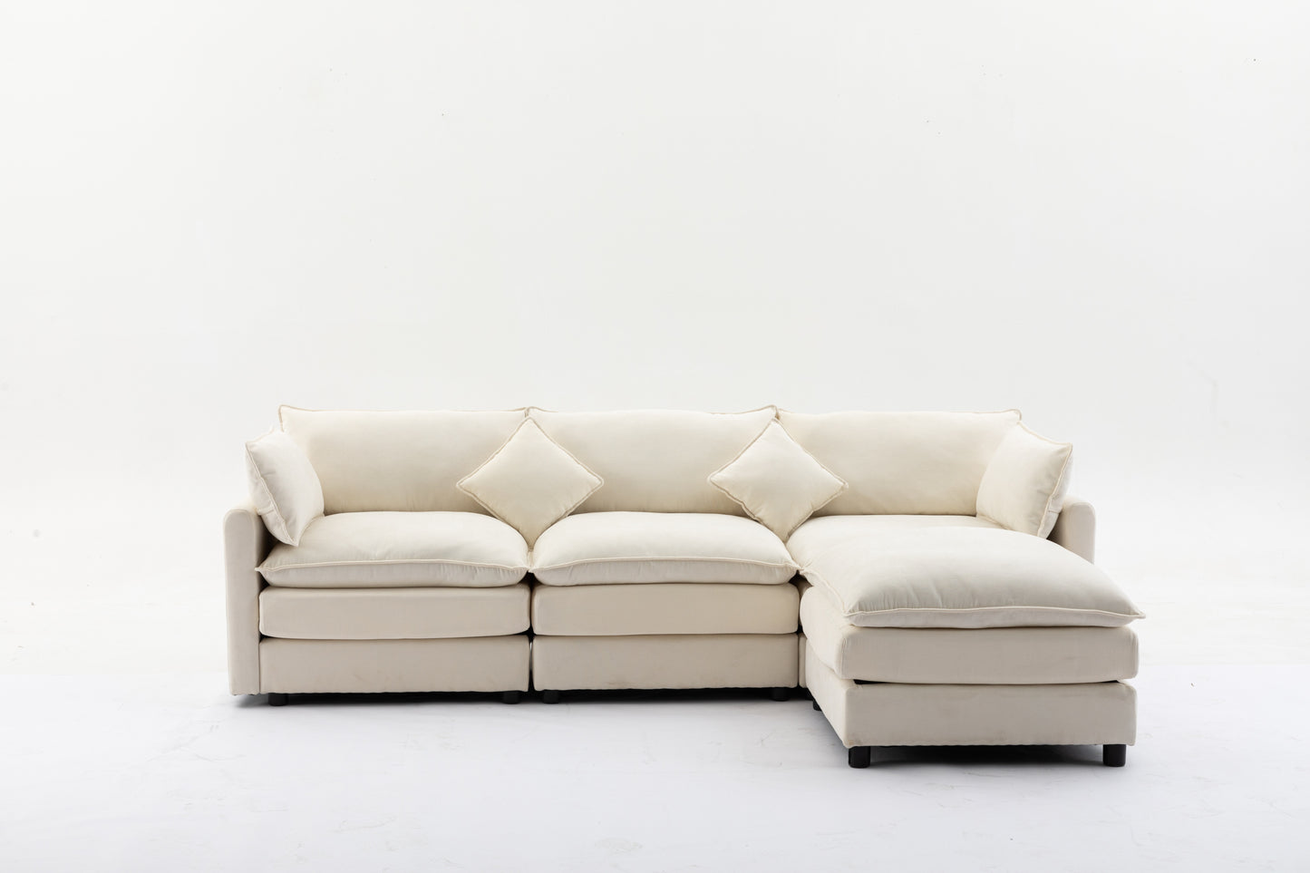 Modular Sectional Sofa, 100.39" x 34.65" 3-Seater Sofa