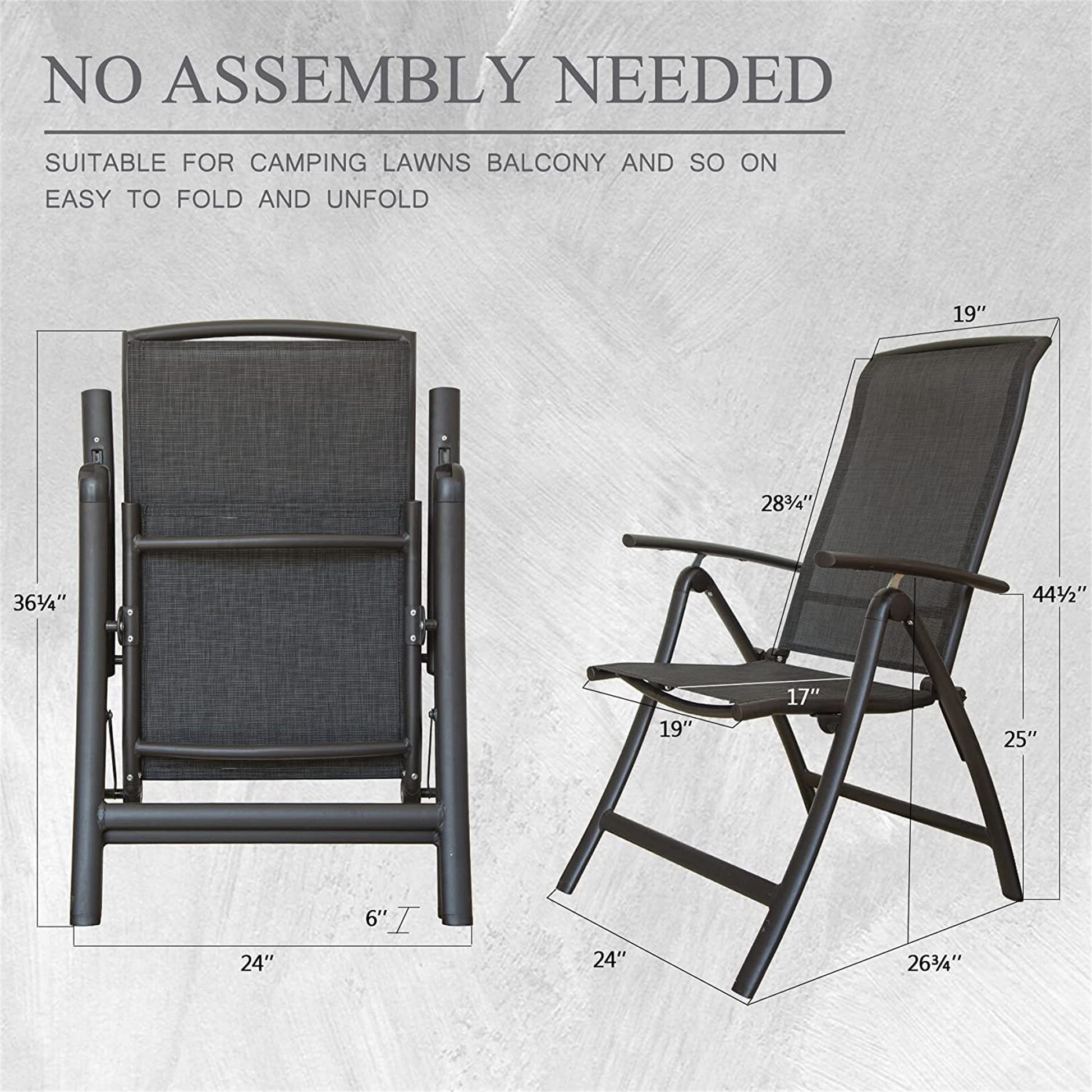 Folding Patio Chairs with Adjustable High Backrest (PVC Fabric) - Ukerr Home