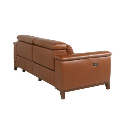 Dual-Power Leather Reclining Sofa