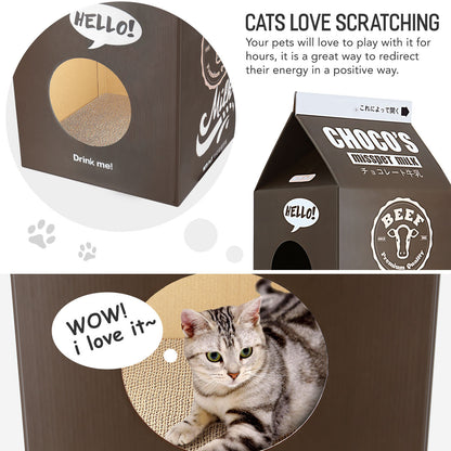 ScratchMe Cat Condo Scratcher Post Cardboard