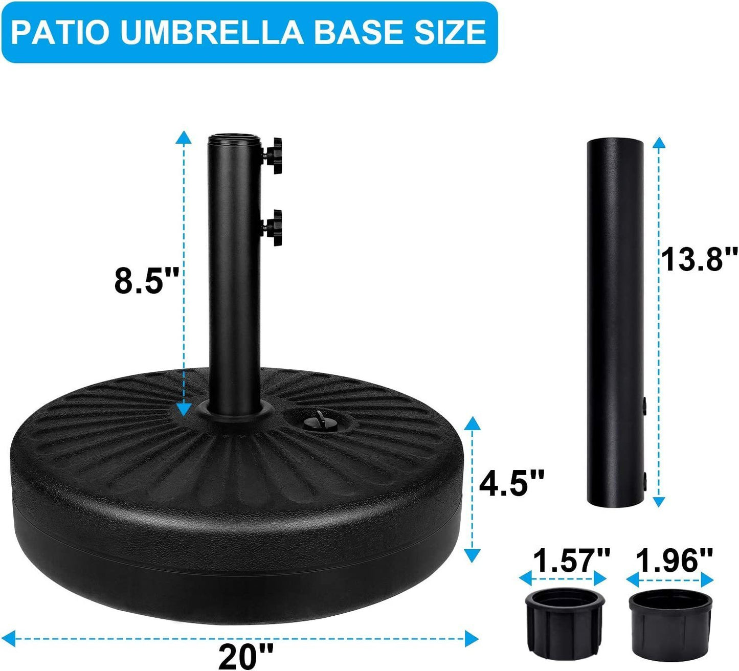 20" Heavy Duty Patio Market Umbrella Stand - Ukerr Home