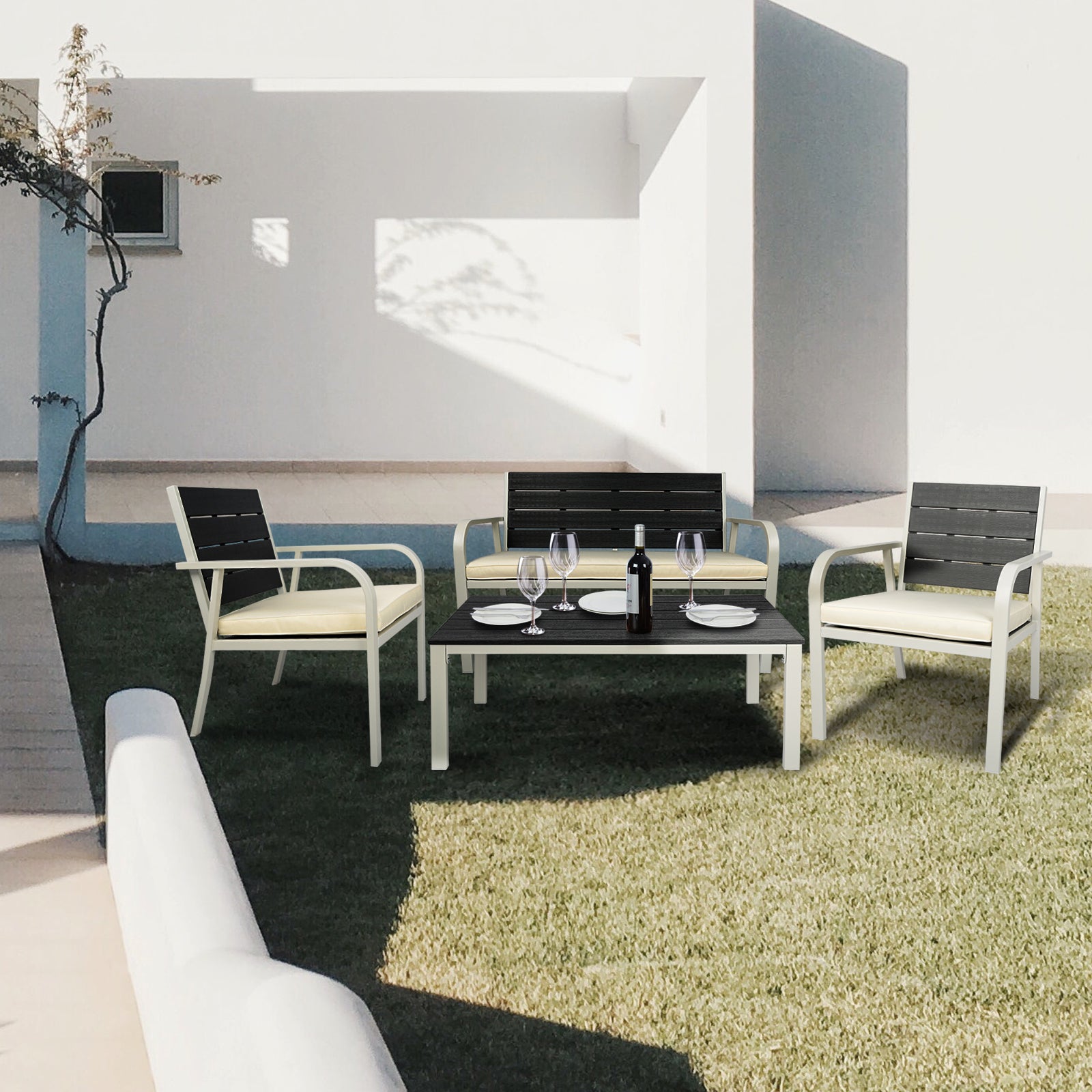 4 Pcs Patio Garden Sofa Set - Ukerr Home