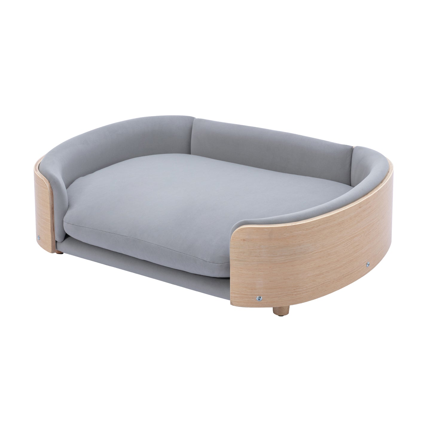 Large Velvet Pet Sofa with Solid Wood Legs, Bent Wood Back - Ukerr Home