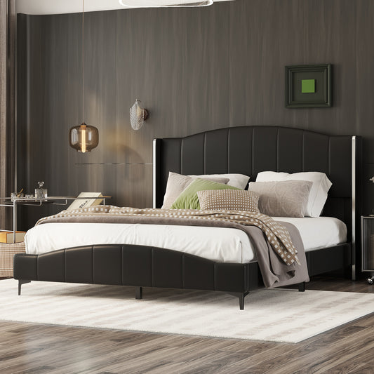 Queen Size PU Leather Upholstered Platform Bed
