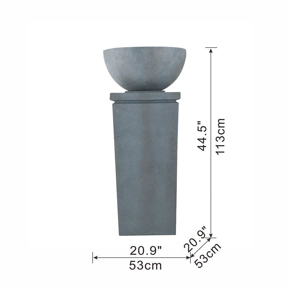 44.5" Polyresin Gray Zen Bowl Water Fountain