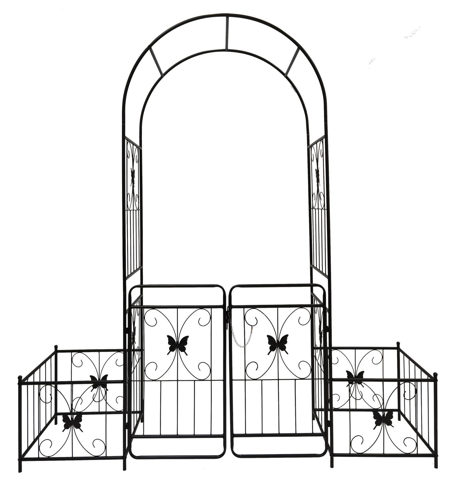 Metal Garden Arch with Gate 79.5'' Wide x 86.6'' High