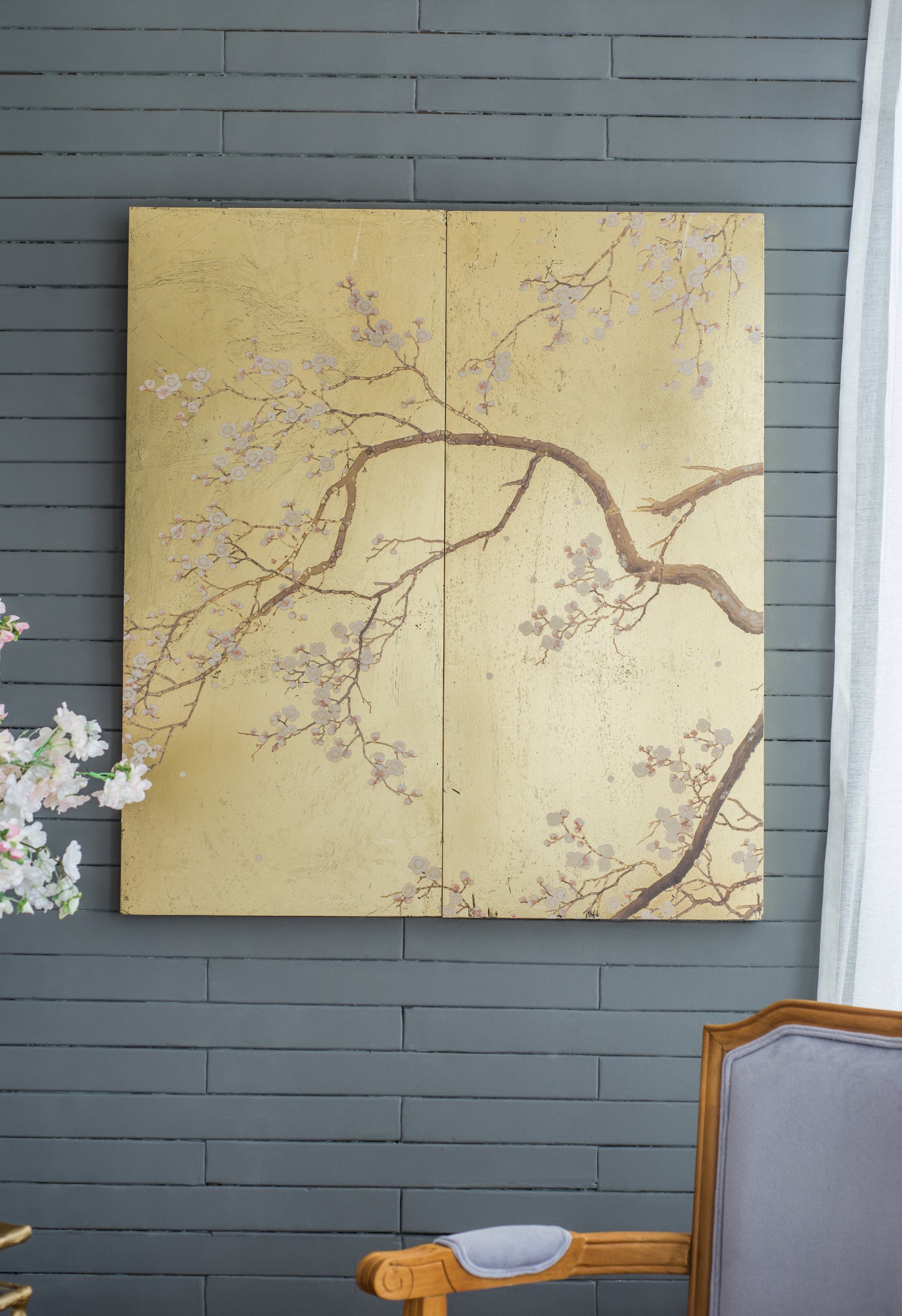 21.5" x 47" Set of 2 Cherry Blossom Wall Art Panels