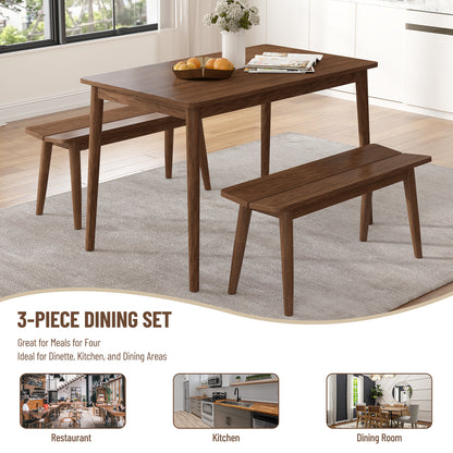 3 PCS Wooden Dining Table Set - Ukerr Home