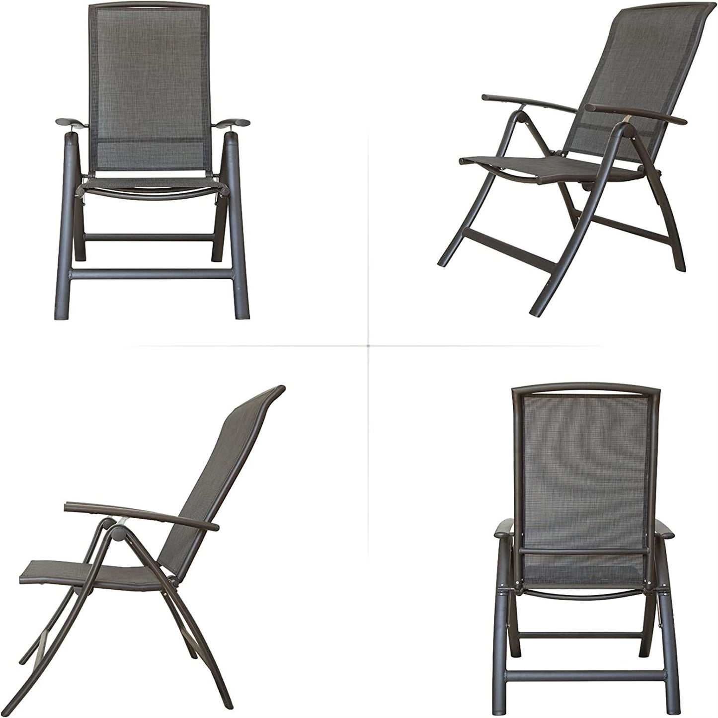 Folding Patio Chairs with Adjustable High Backrest (PVC Fabric) - Ukerr Home