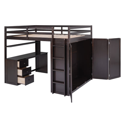 Full size Loft Bed with Drawers,Desk
