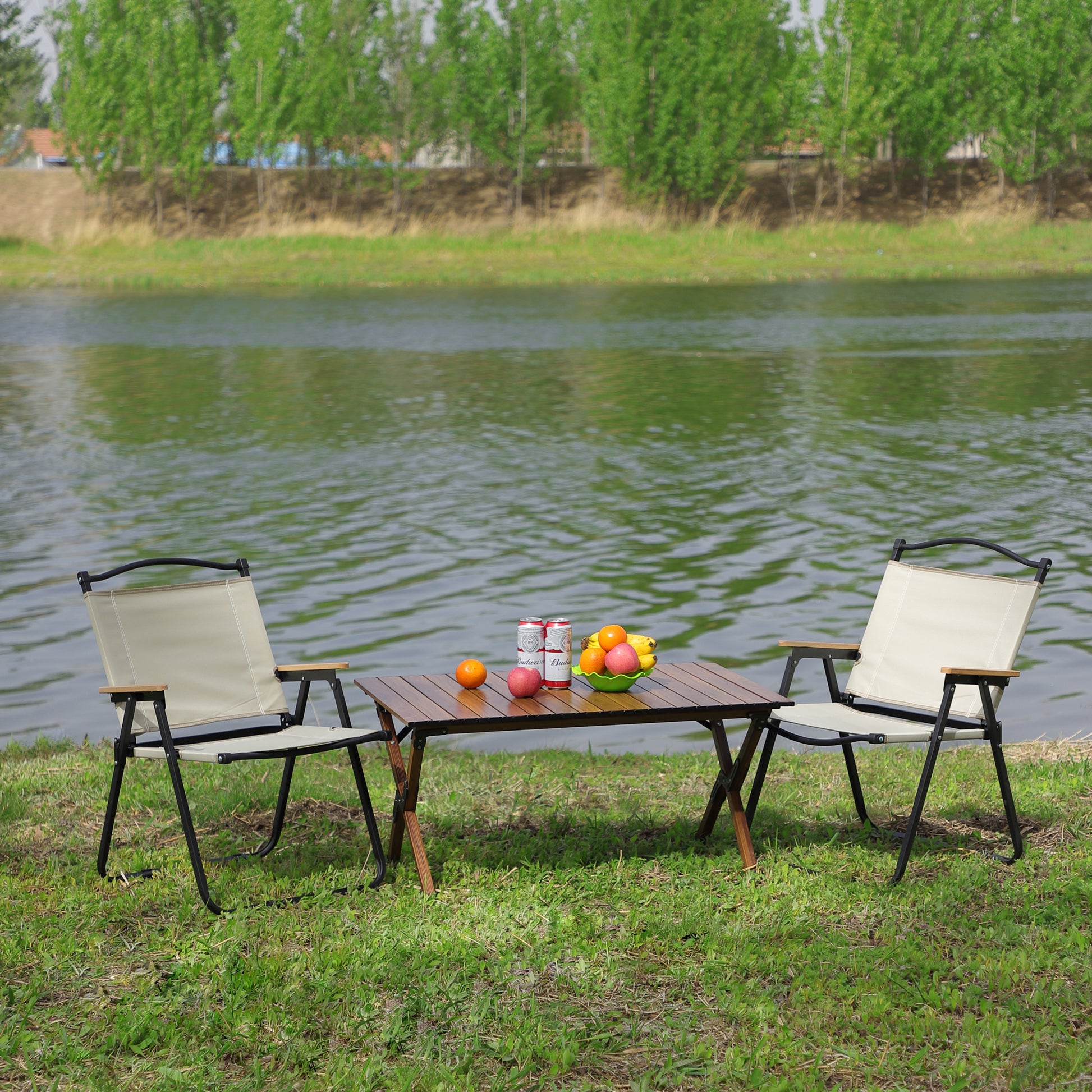3-piece Folding Outdoor Table and two chairs - Ukerr Home