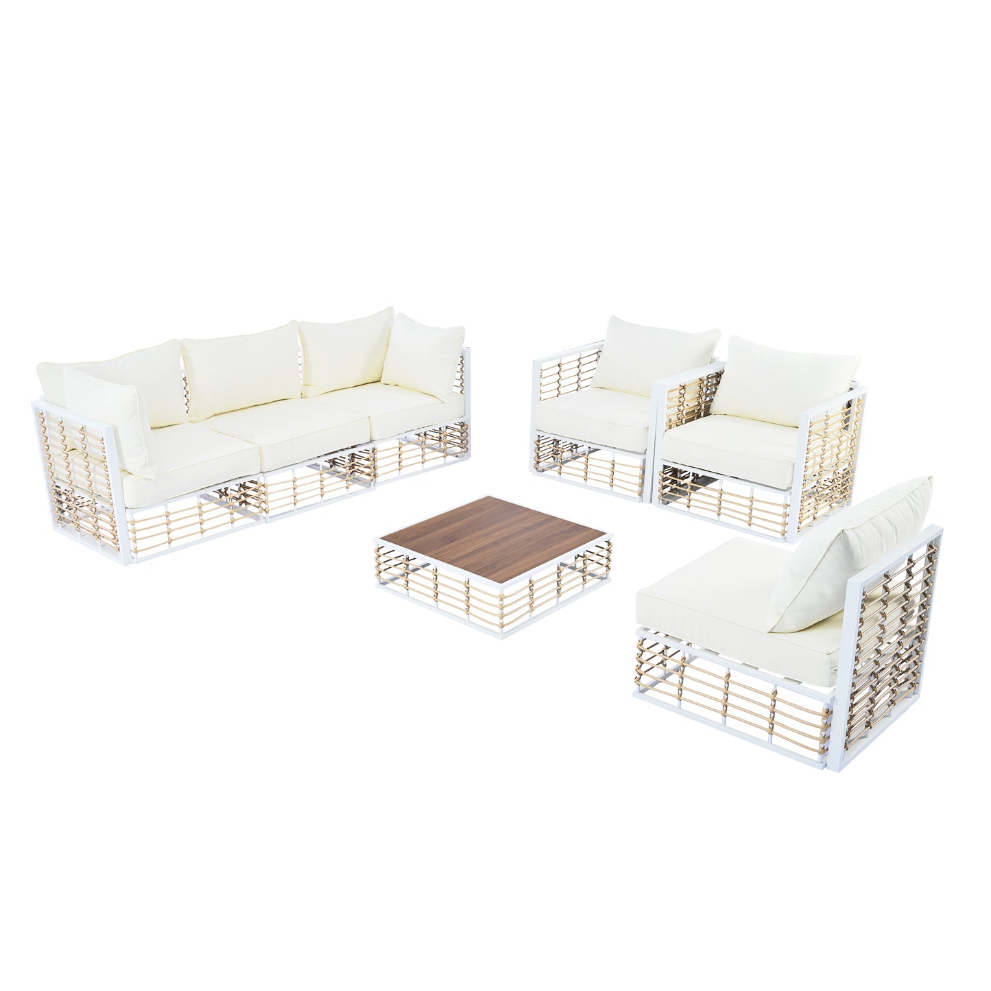 Modern Minimalist 7-Piece Metal Patio Sectional Sofa Set