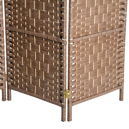 6' Tall Wicker Weave 4 Panel Room Divider Privacy Screen