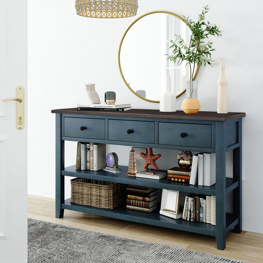 Retro Design Console Table with Two Open Shelves