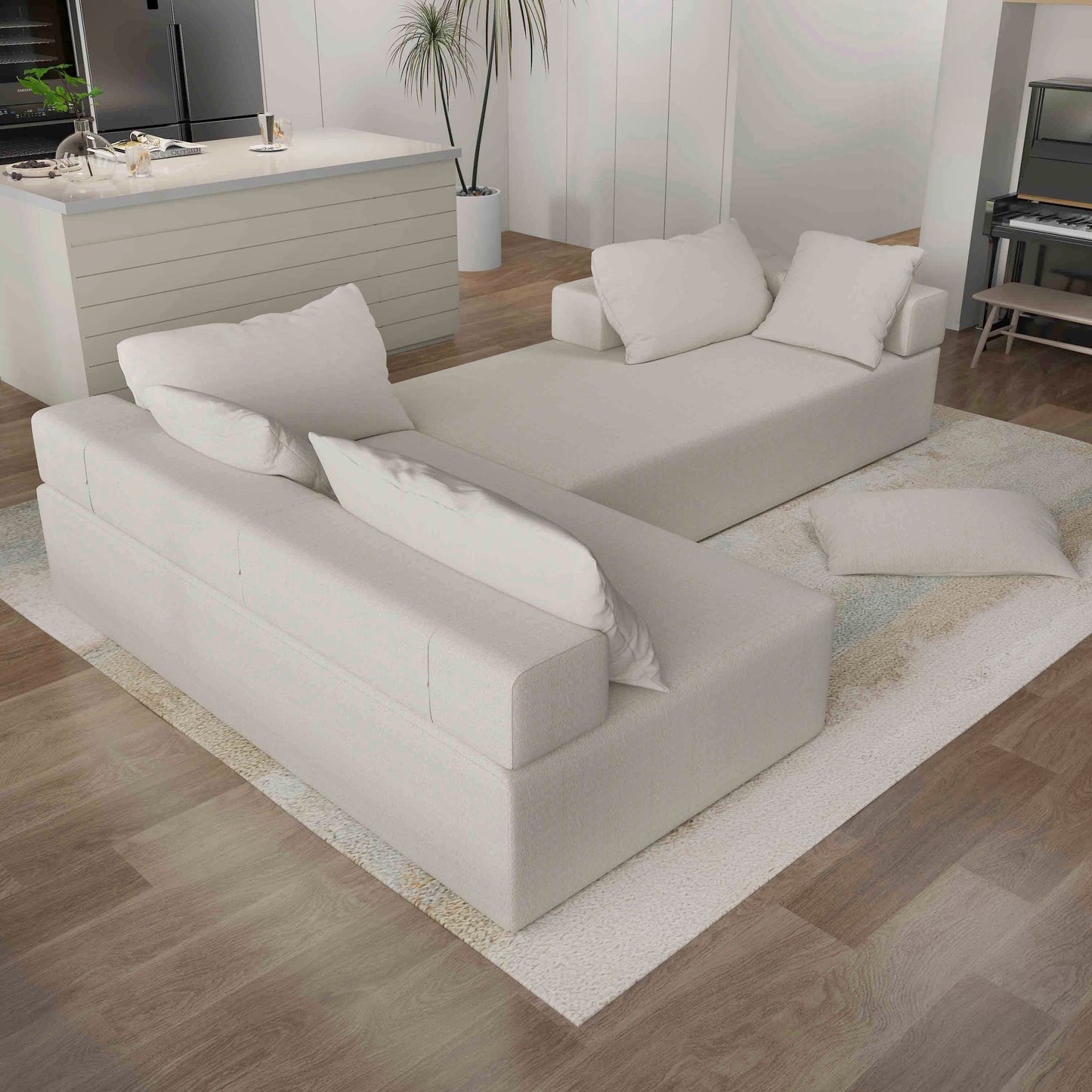 Modern Upholstered Sectional Sofa Couch Set