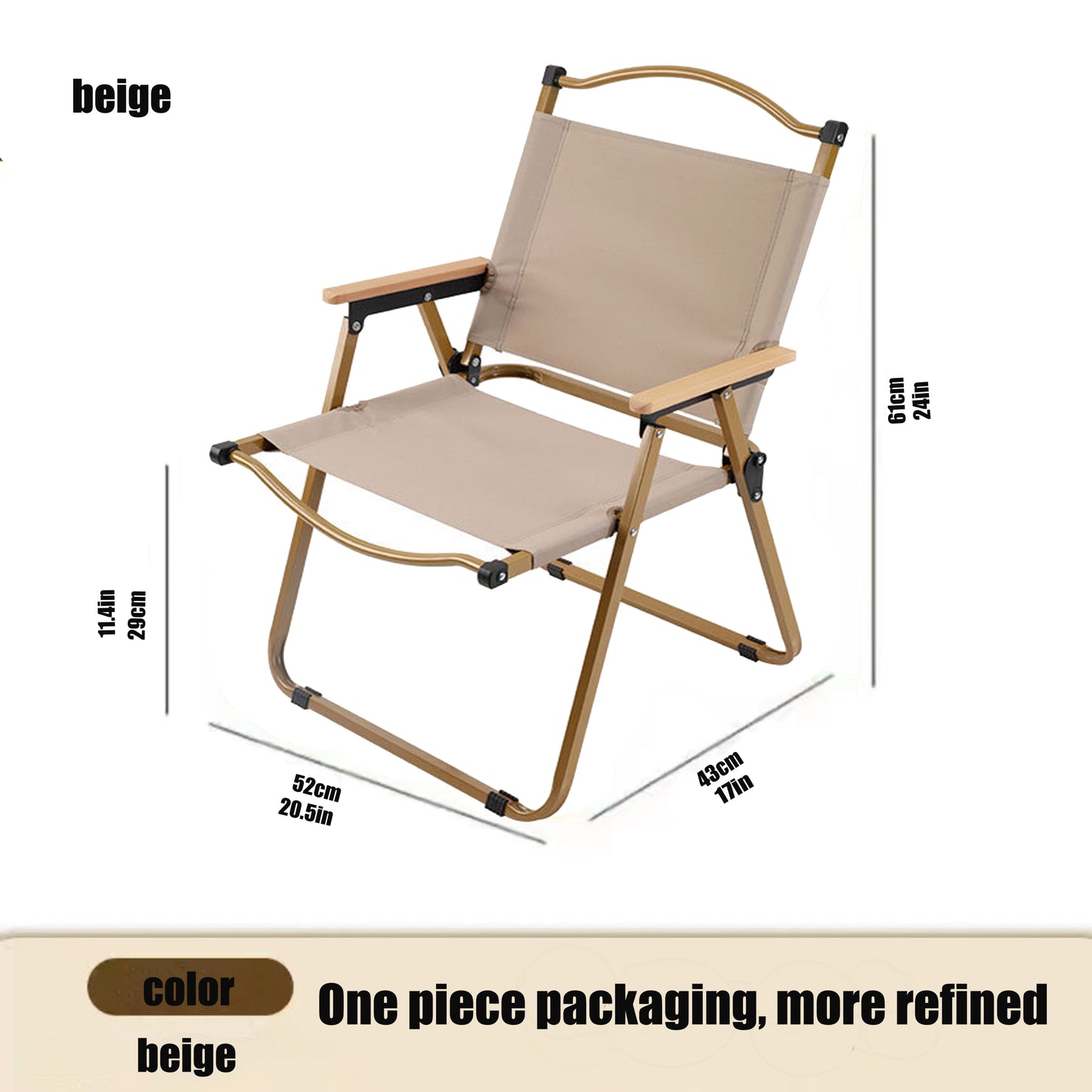 Outdoor folding chair, fishing chair for camping（Beige） - Ukerr Home