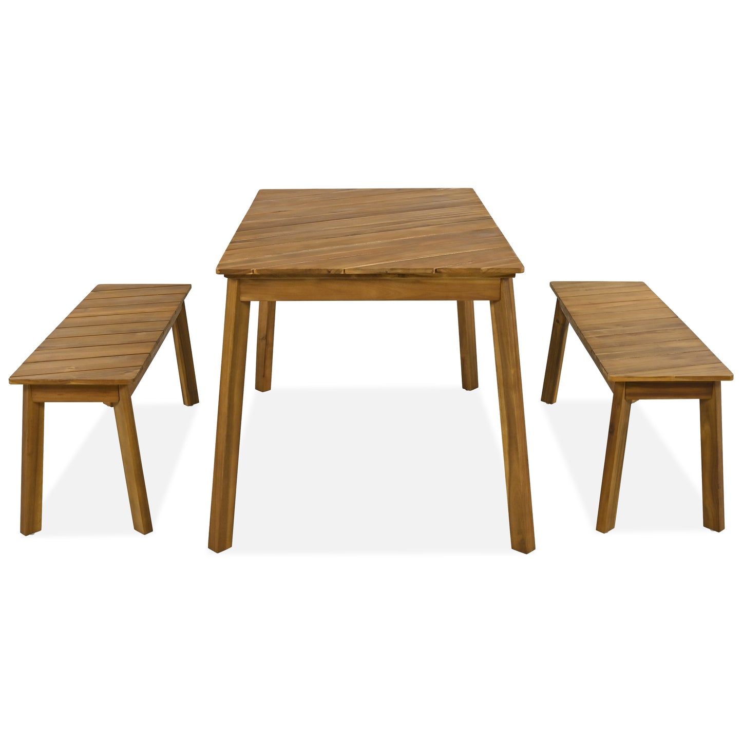 3 Pieces Acacia Wood Table Bench Dining Set - Ukerr Home