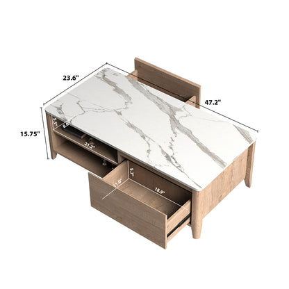Modern 47 Inch Double Drawer Coffee Table