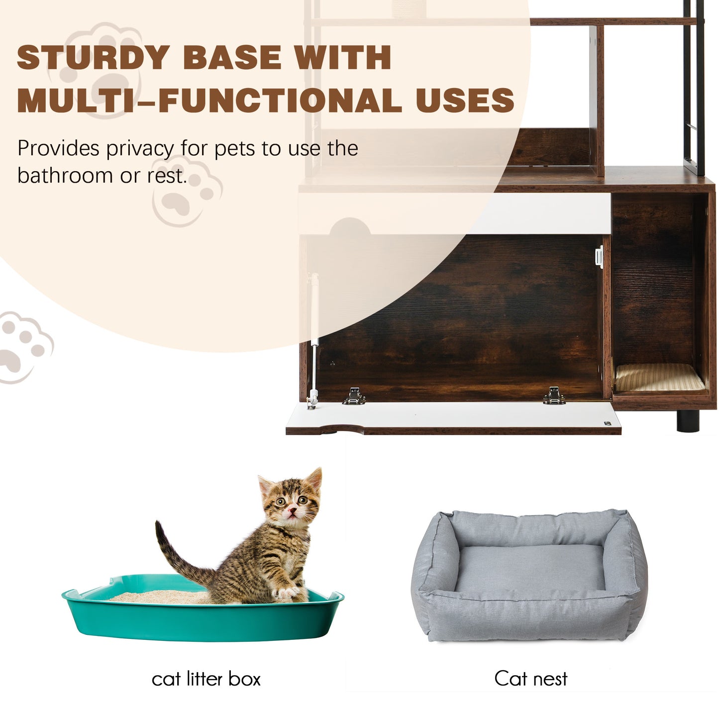 Cat Litter Box Enclosure with Shelves