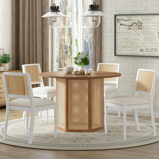 TOPMAX 5-Piece Rattan Round Dining Table Set
