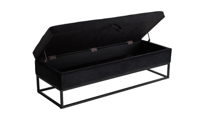 58.6" Bed Bench Metal Base with Storage Black Velvet