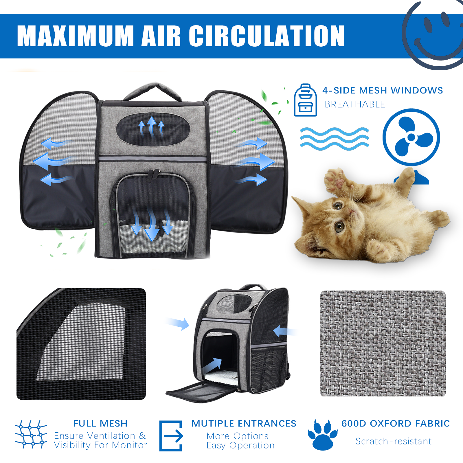 Pet Carrier Backpack for Large/Small Cats and Dogs, Puppies - Ukerr Home