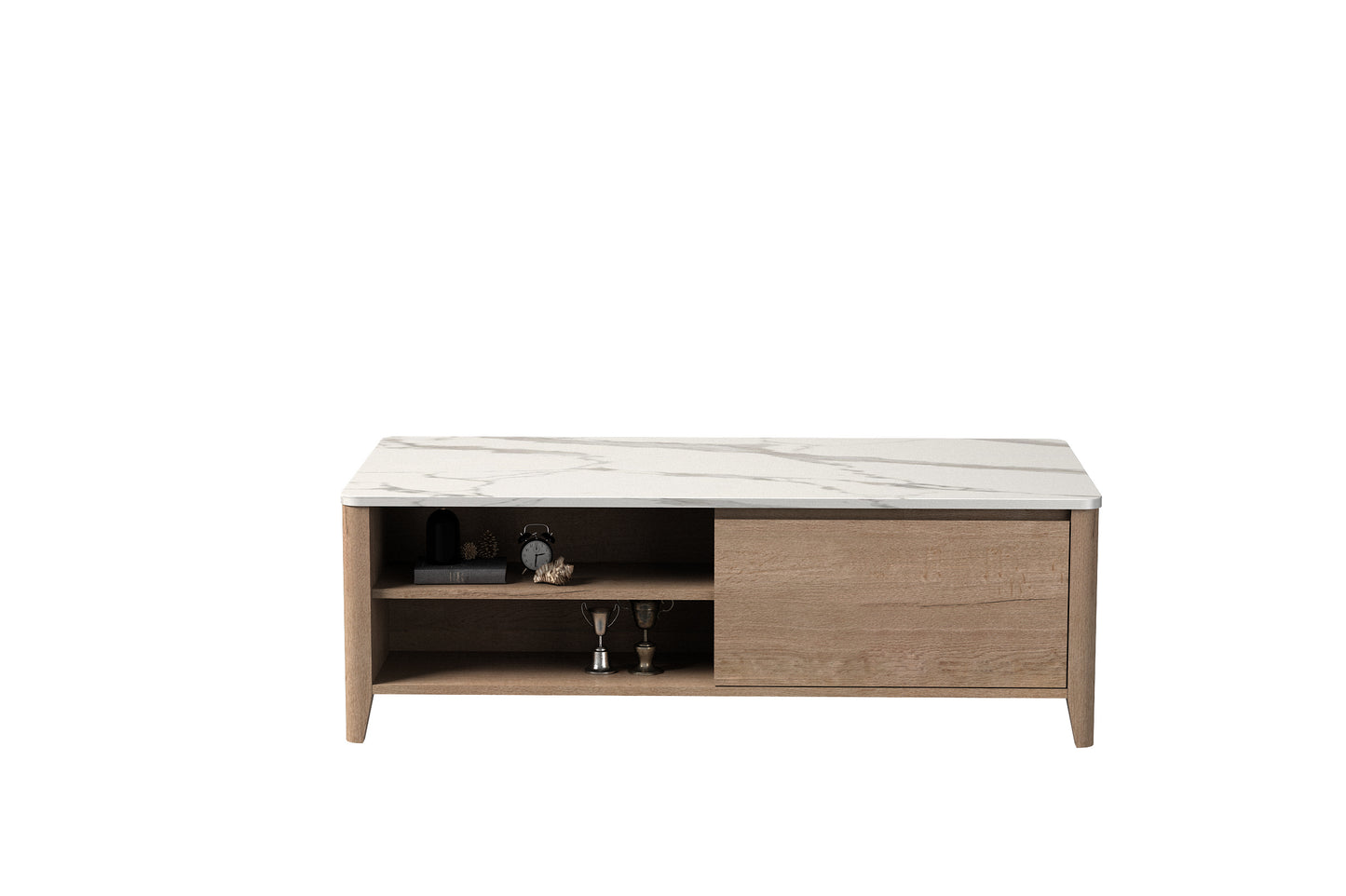 Modern 47 Inch Double Drawer Coffee Table