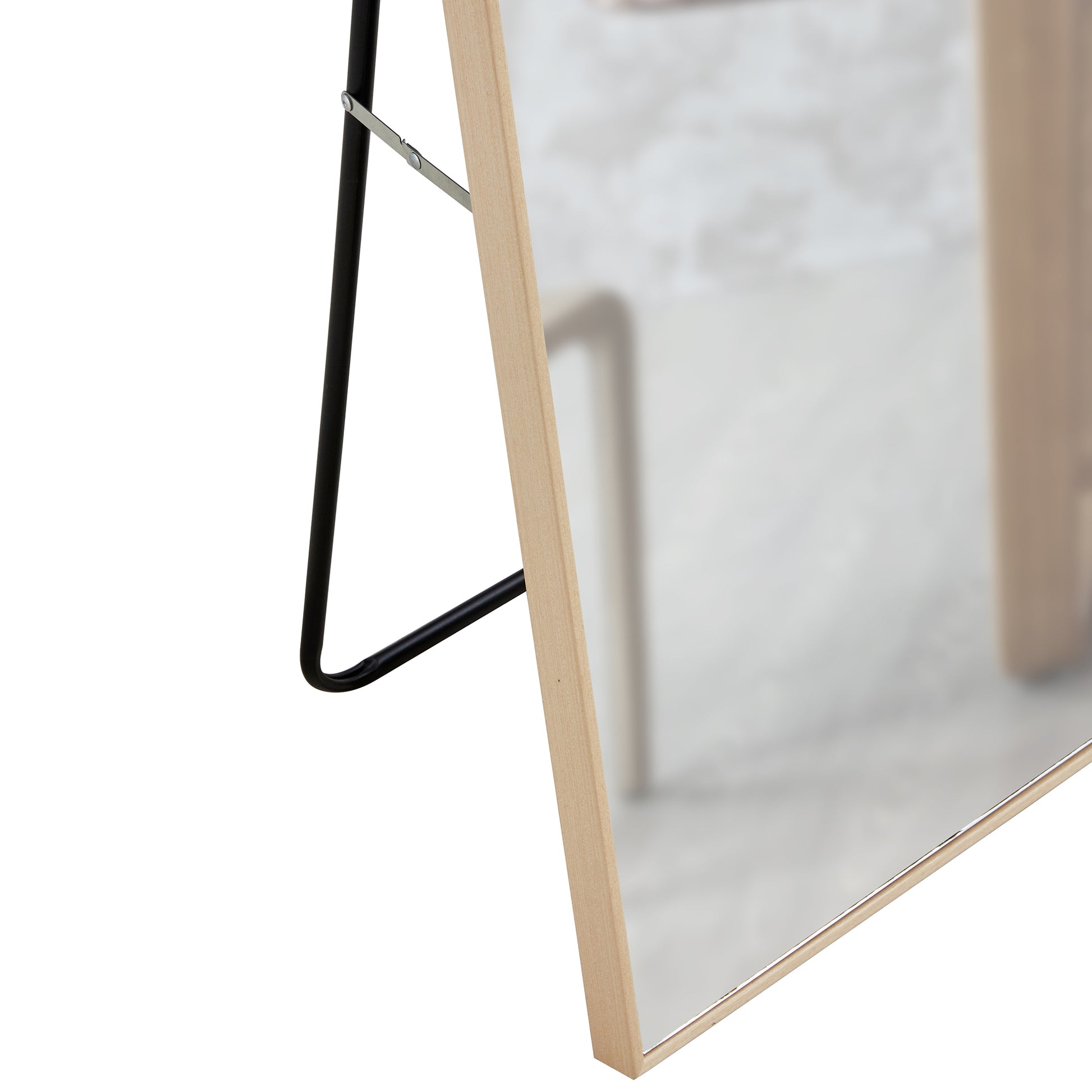 The 3rd generation packaging upgrade includes a light oak solid wood frame full length mirror - Ukerr Home