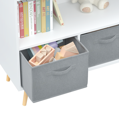 Kids bookcase with collapsible fabric drawers - Ukerr Home