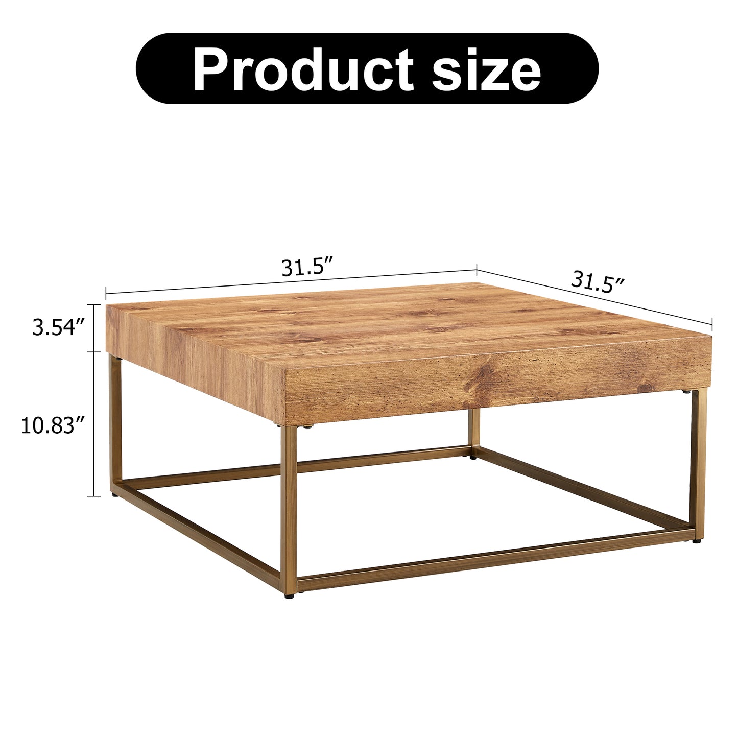 Modern Rectangular Coffee Table, Dining Table With Metal legs - Ukerr Home